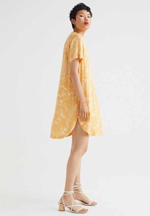H&M - V-neck tunic - light orange/patterned