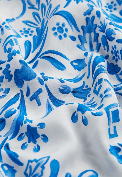 H&M - V-neck tunic - white/blue patterned