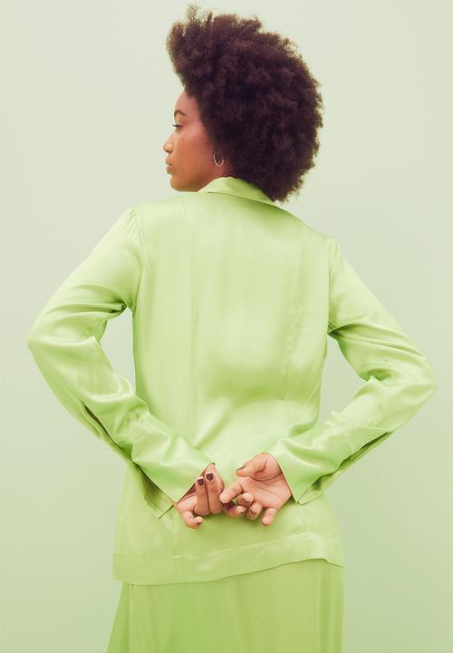 H&M - Glossy blouse - lime green