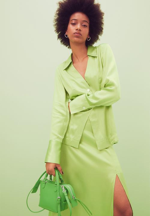 H&M - Glossy blouse - lime green