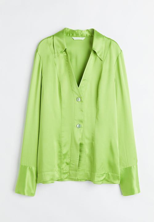 H&M - Glossy blouse - lime green