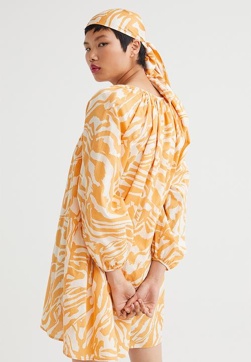 H&M - Cotton a-line dress - orange/zebra print