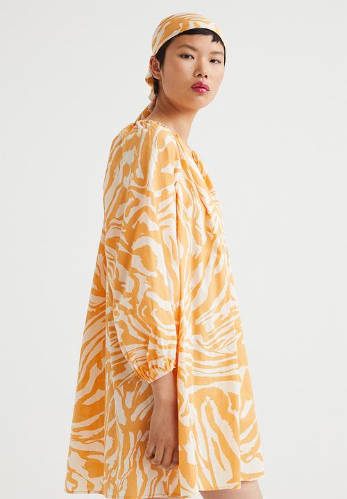 H&M - Cotton a-line dress - orange/zebra print
