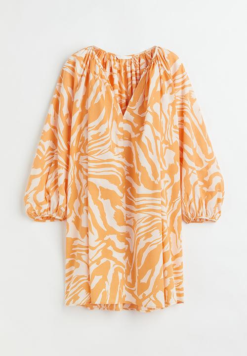 H&M - Cotton a-line dress - orange/zebra print