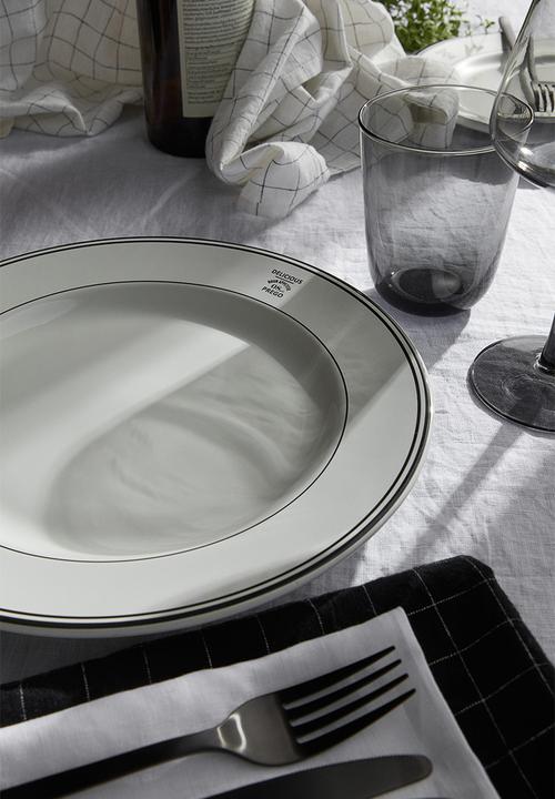 H&M - Large stoneware plate - white/black