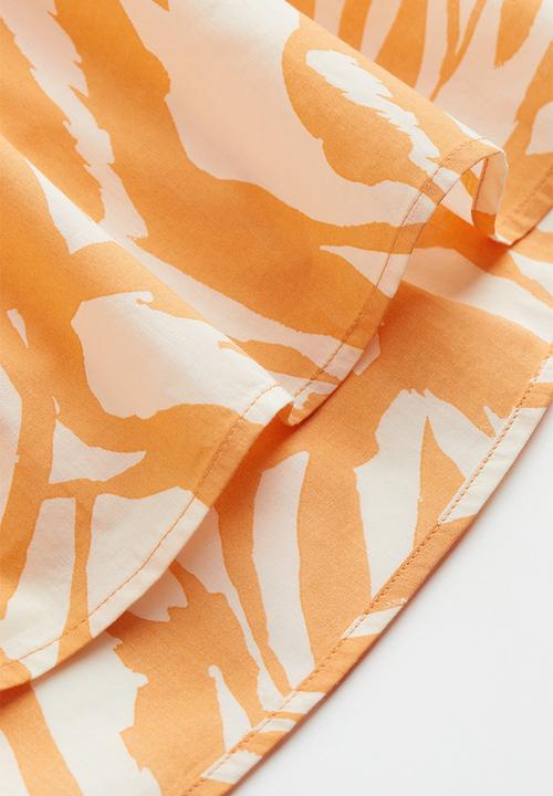 H&M - Cotton a-line dress - orange/zebra print