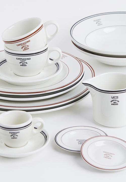 H&M - Large stoneware plate - white/black