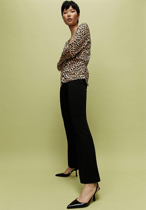 H&M - Gathered blouse - beige/leopard-print
