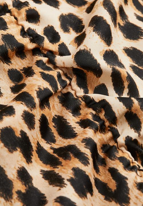 H&M - Gathered blouse - beige/leopard-print