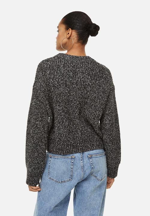 H&M - Oversized rib-knit jumper - black marl