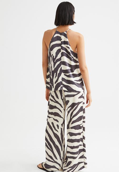 H&M - Satin top - cream/zebra print