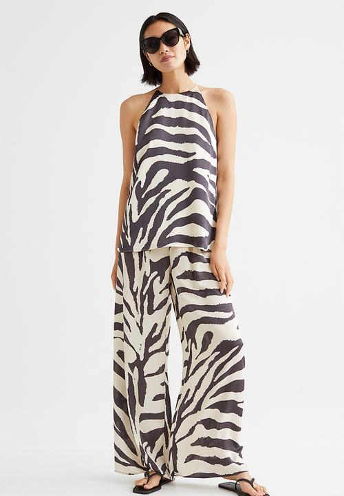 H&M - Satin top - cream/zebra print