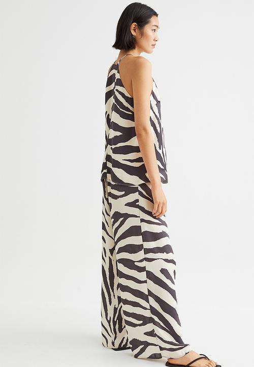 H&M - Satin top - cream/zebra print