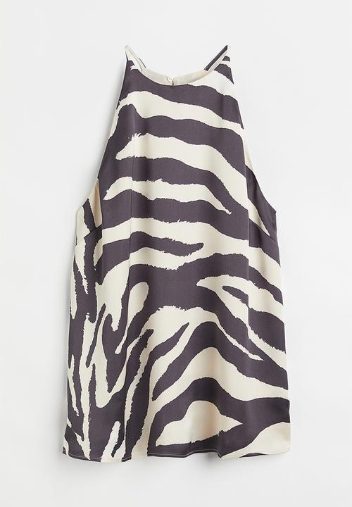 H&M - Satin top - cream/zebra print