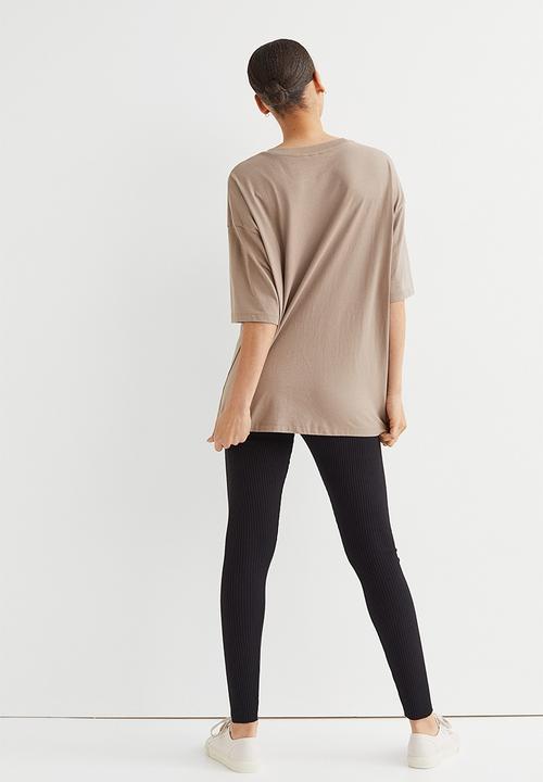 H&M - Ribbed leggings - black