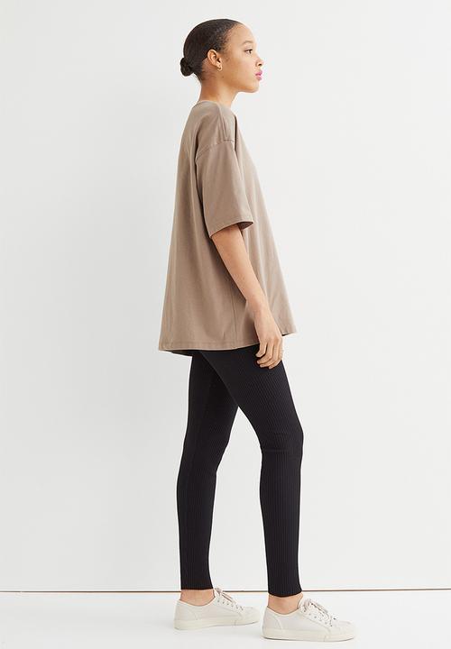 H&M - Ribbed leggings - black