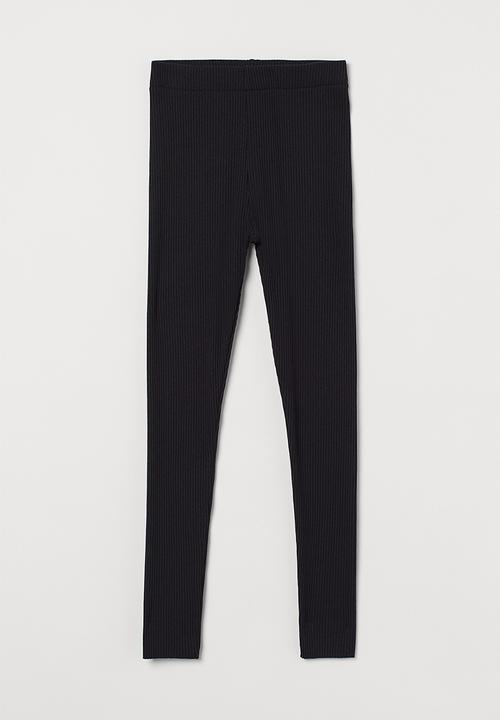H&M - Ribbed leggings - black