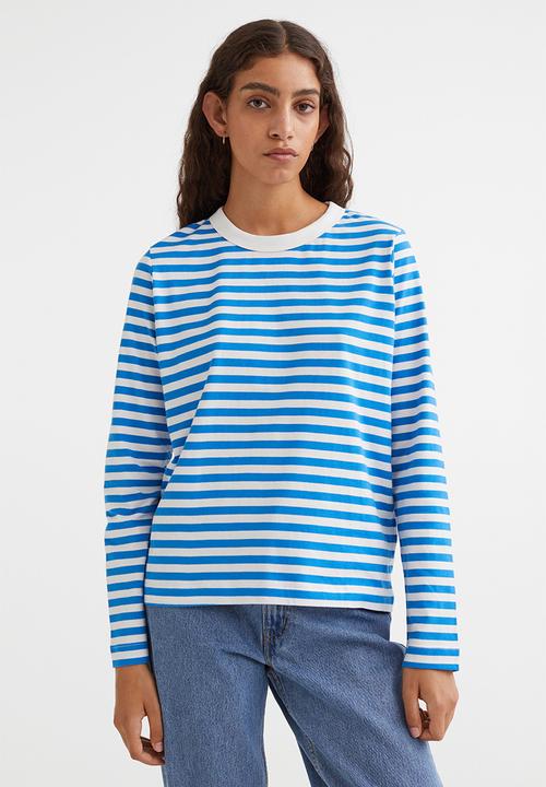 H&M - Cotton jersey top - blue/striped