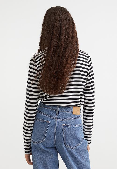 H&M - Cotton jersey top - black/striped