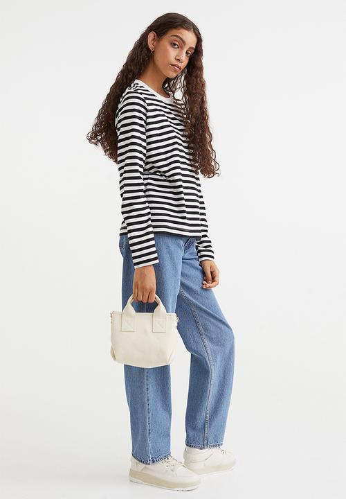 H&M - Cotton jersey top - black/striped