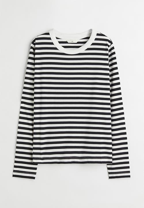 H&M - Cotton jersey top - black/striped