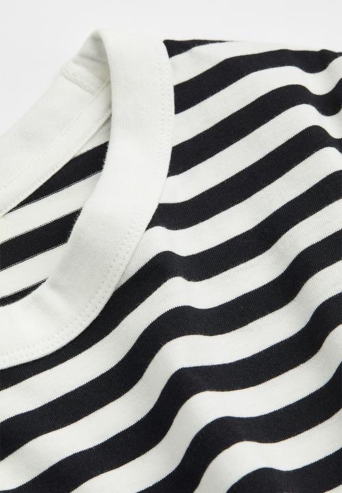 H&M - Cotton jersey top - black/striped