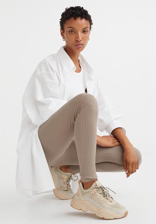 H&M - Ribbed leggings - beige