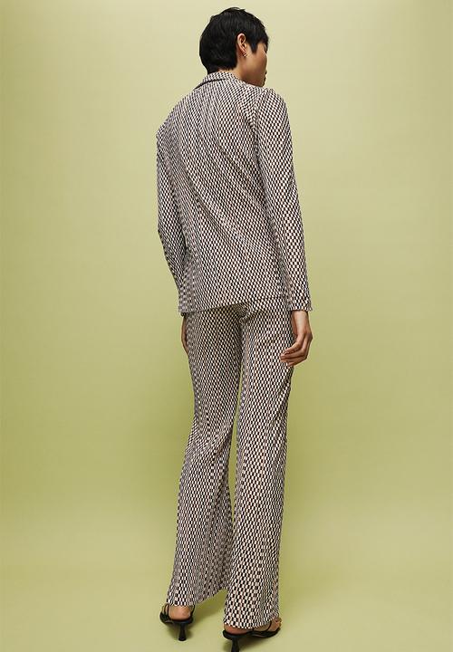 H&M - Flared textured jersey leggings - beige/patterned