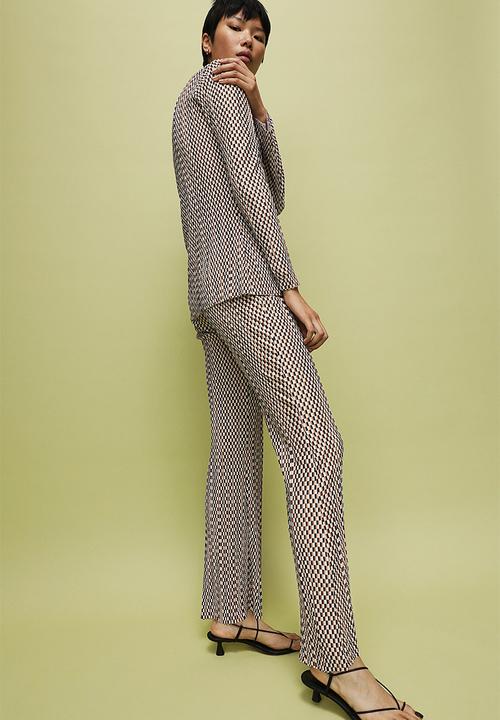 H&M - Flared textured jersey leggings - beige/patterned