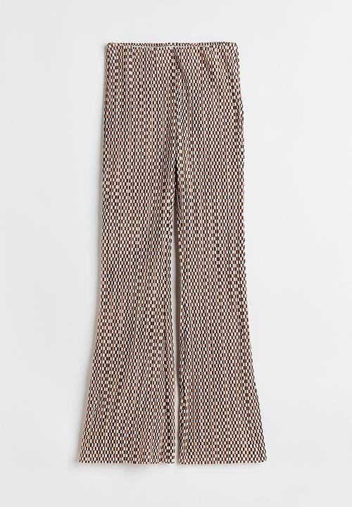 H&M - Flared textured jersey leggings - beige/patterned
