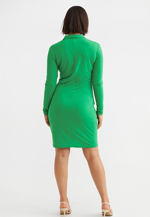 H&M - Button-front shirt dress - green