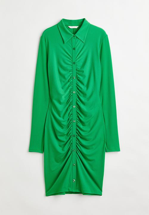 H&M - Button-front shirt dress - green