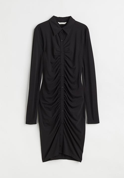 H&M - Button-front shirt dress - black