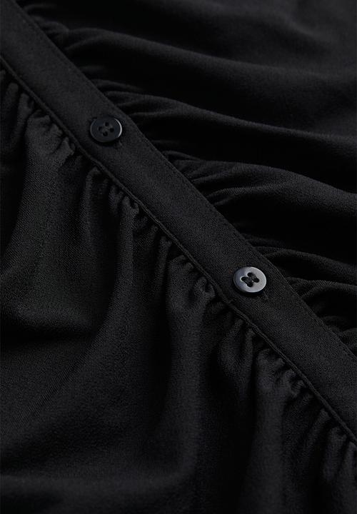 H&M - Button-front shirt dress - black