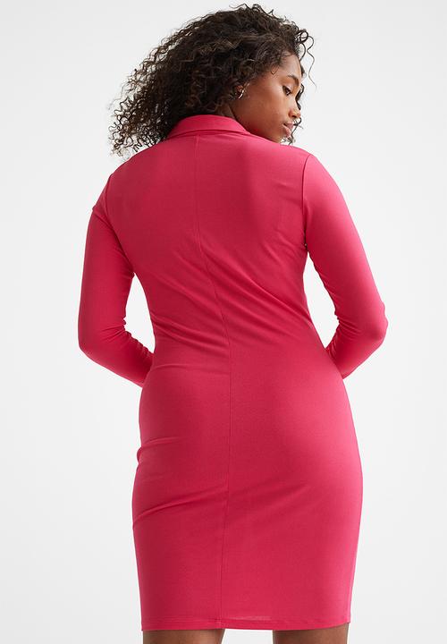 H&M - Button-front shirt dress - cerise