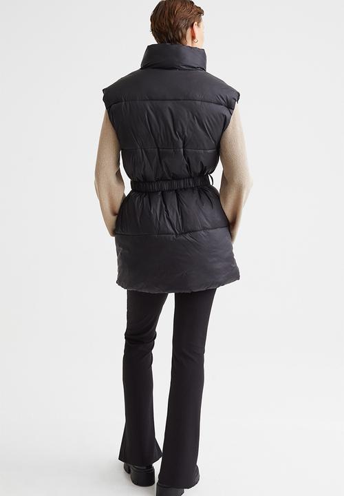 H&M - Belted puffer gilet - black