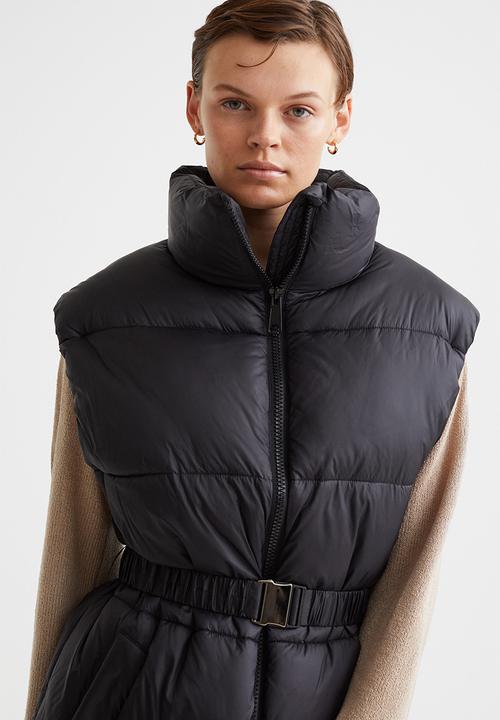 H&M - Belted puffer gilet - black