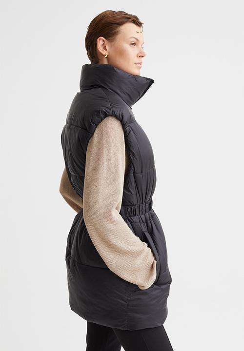 H&M - Belted puffer gilet - black