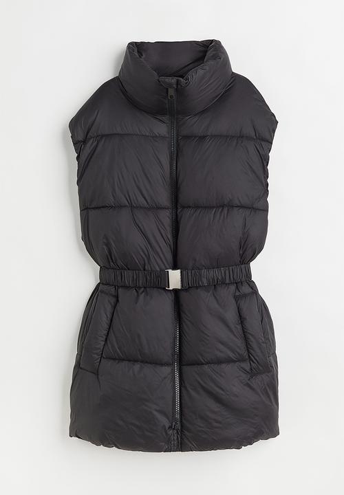H&M - Belted puffer gilet - black