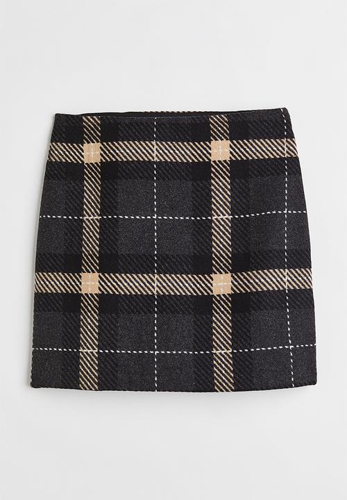 H&M - Mini skirt - dark grey/checked