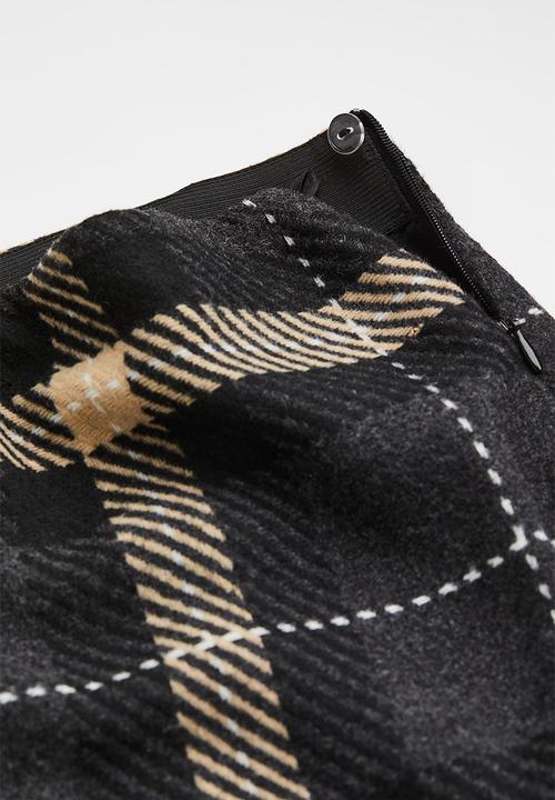 H&M - Mini skirt - dark grey/checked
