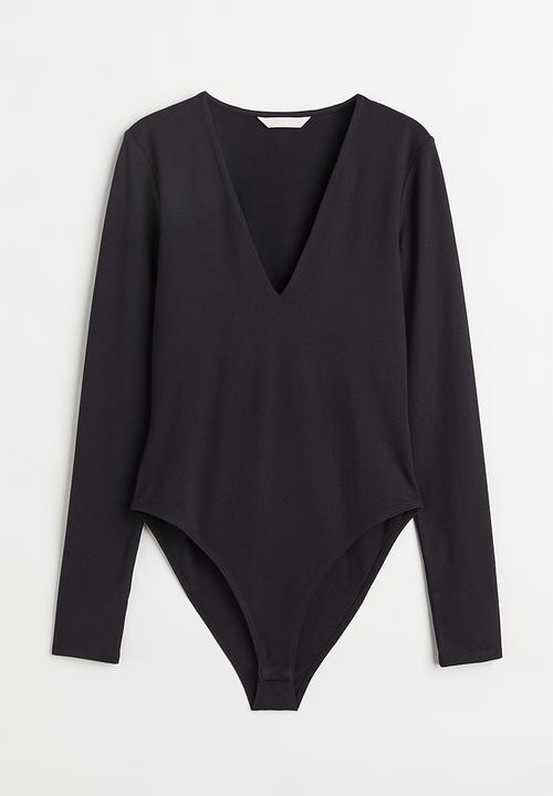 H&M - V-neck bodysuit - black