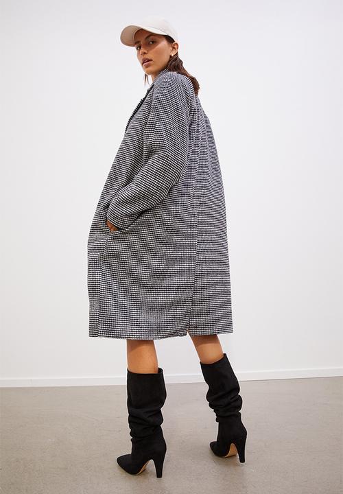 H&M - Double-breasted coat - white/dogtooth-patterned