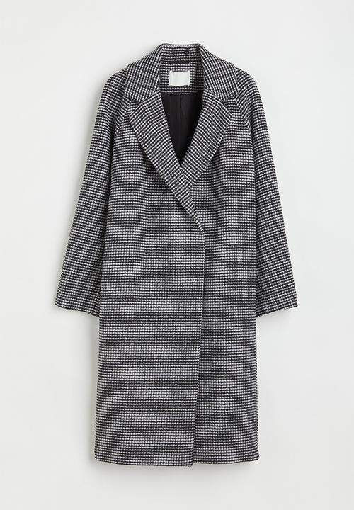 H&M - Double-breasted coat - white/dogtooth-patterned