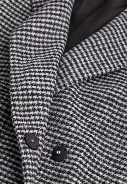 H&M - Double-breasted coat - white/dogtooth-patterned