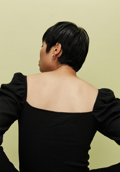 H&M - Ribbed short top - black