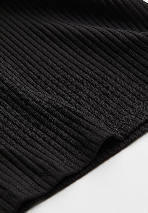 H&M - Ribbed short top - black