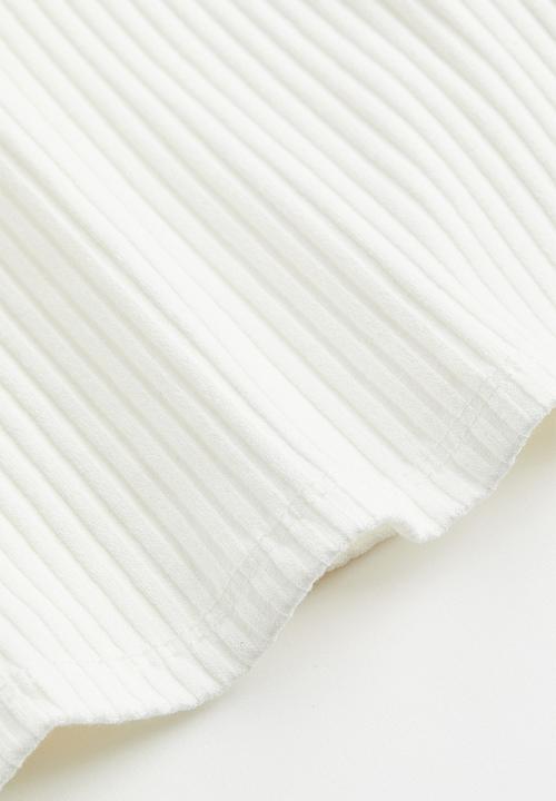 H&M - Ribbed short top - white