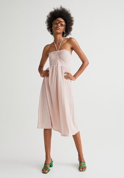 H&M - Crinkled halterneck dress - light beige