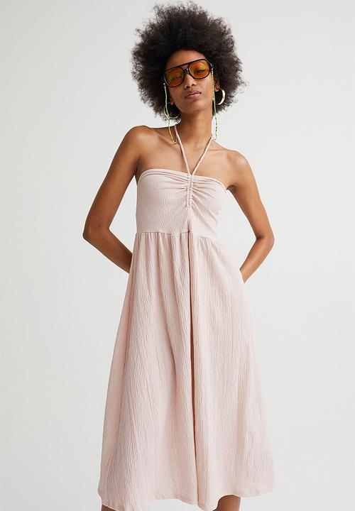 H&M - Crinkled halterneck dress - light beige